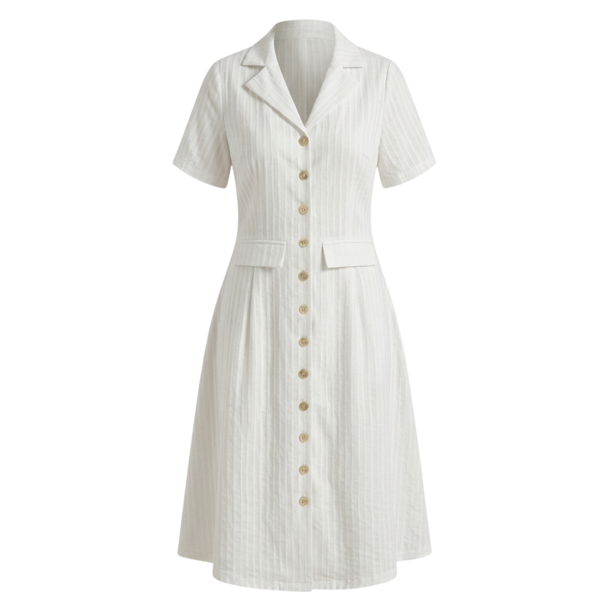 Stripe notch collar dress