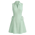 Linen tie-waist short dress