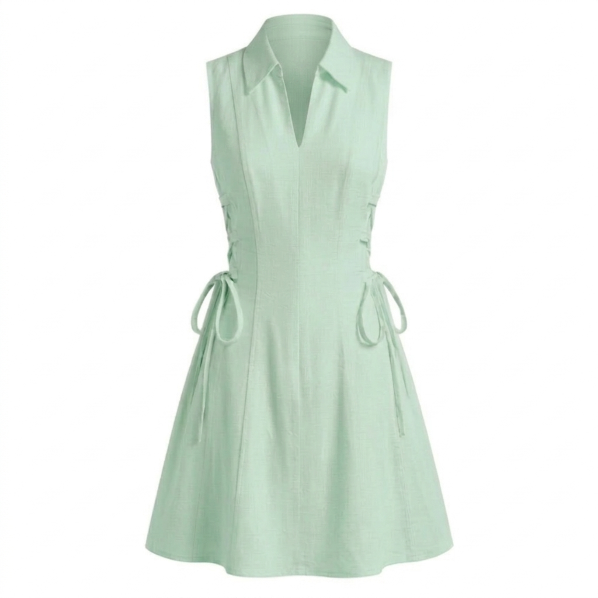 Linen tie-waist short dress
