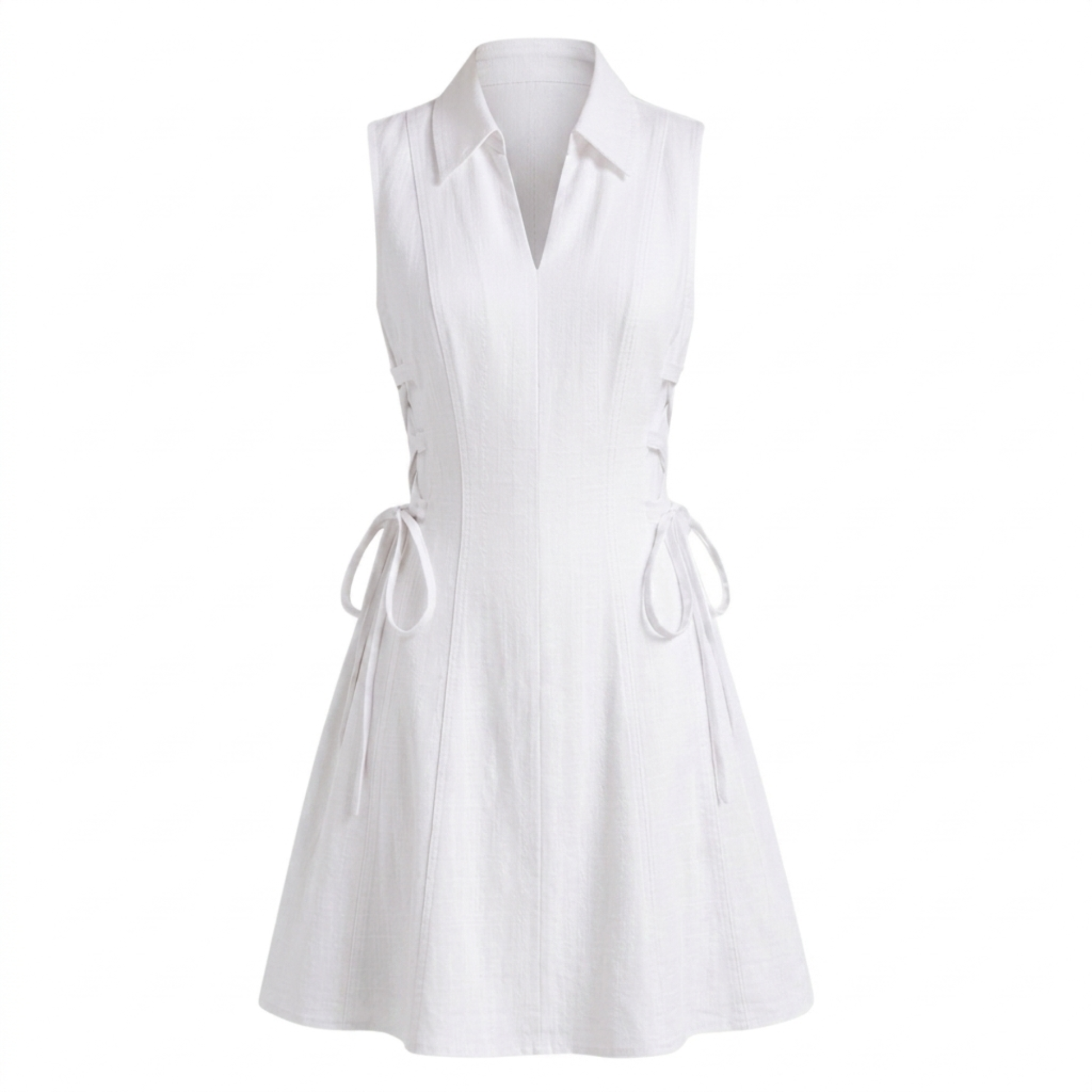 Linen tie-waist short dress