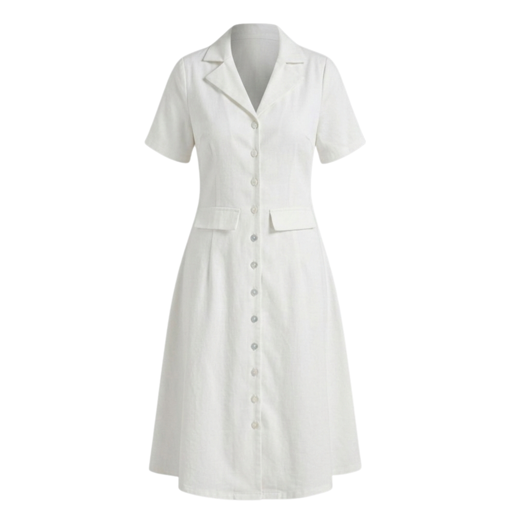 Cotton notch collar dress