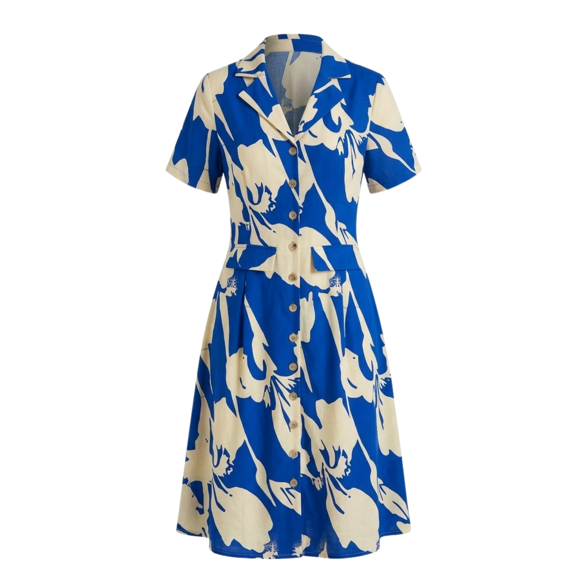 Printed notch collar dress