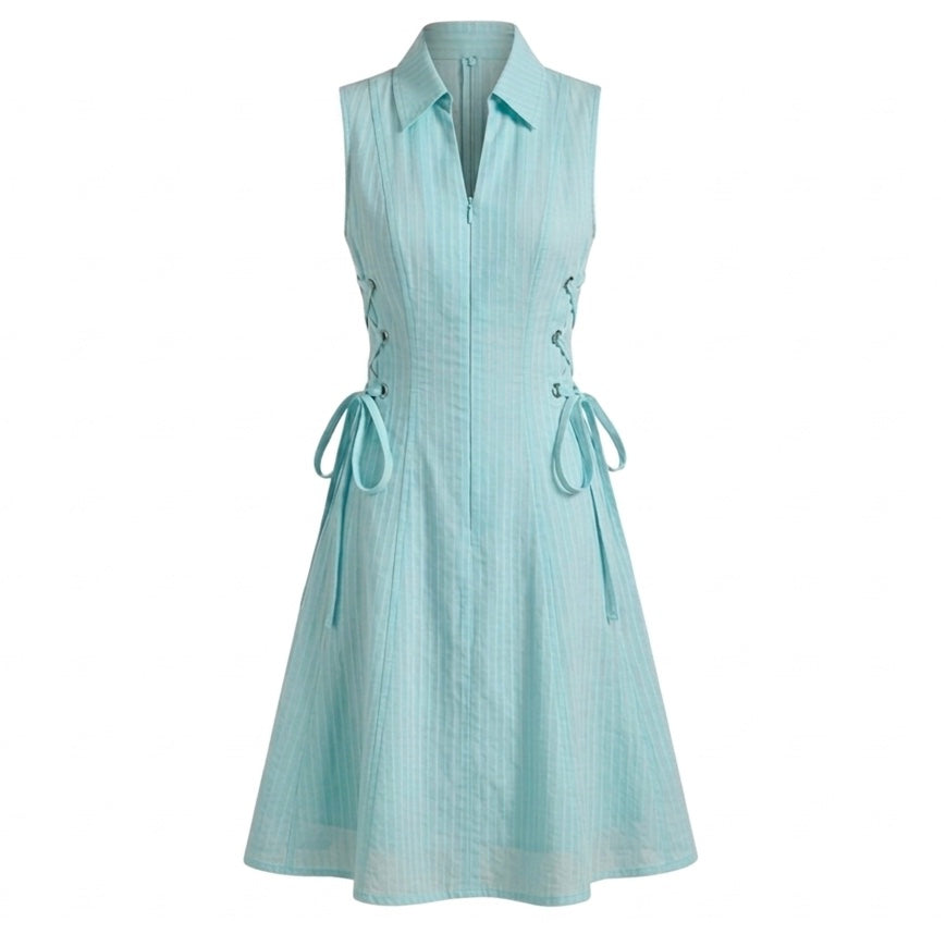 Aqua tie-waist short dress