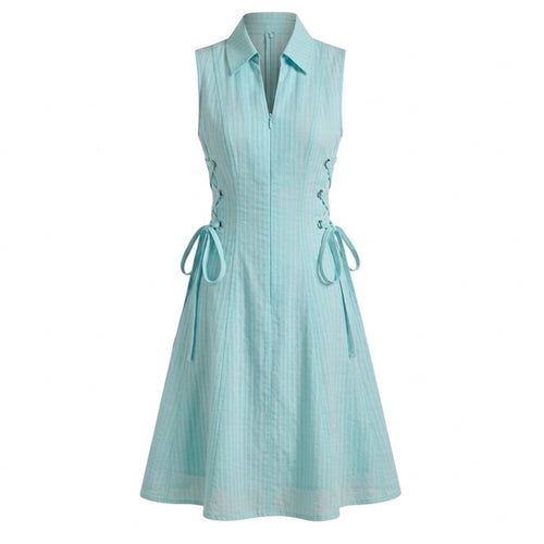 Aqua tie-waist short dress
