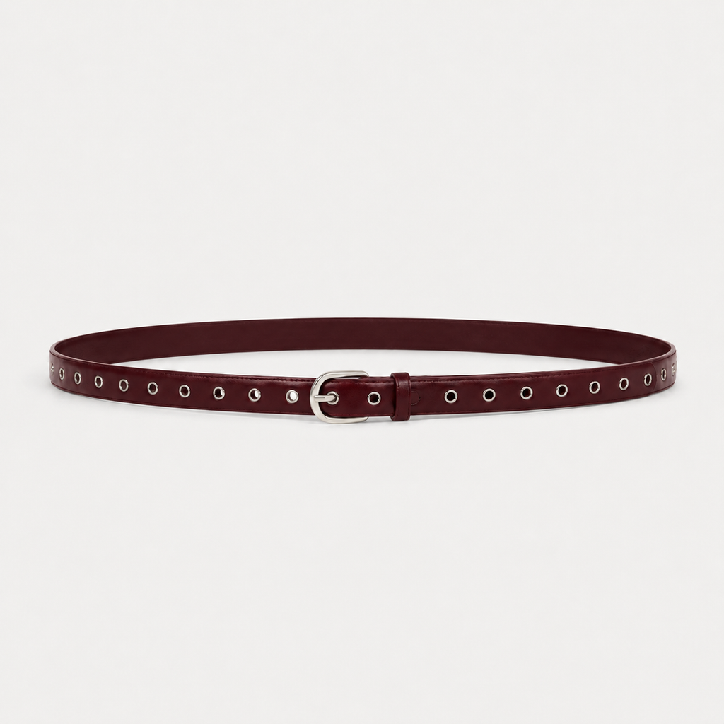 Maroon eyelet belt