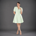 Puff Sleeve Linen Mini Dress