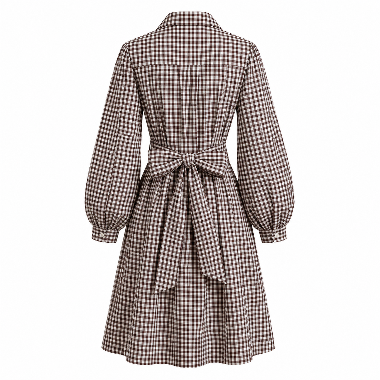 Brown Checks Short Wrap Dress-Cotton