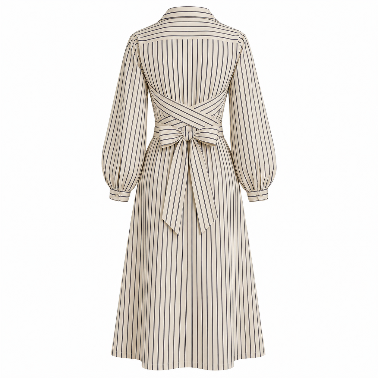 Beige Stripe Wrap Dress