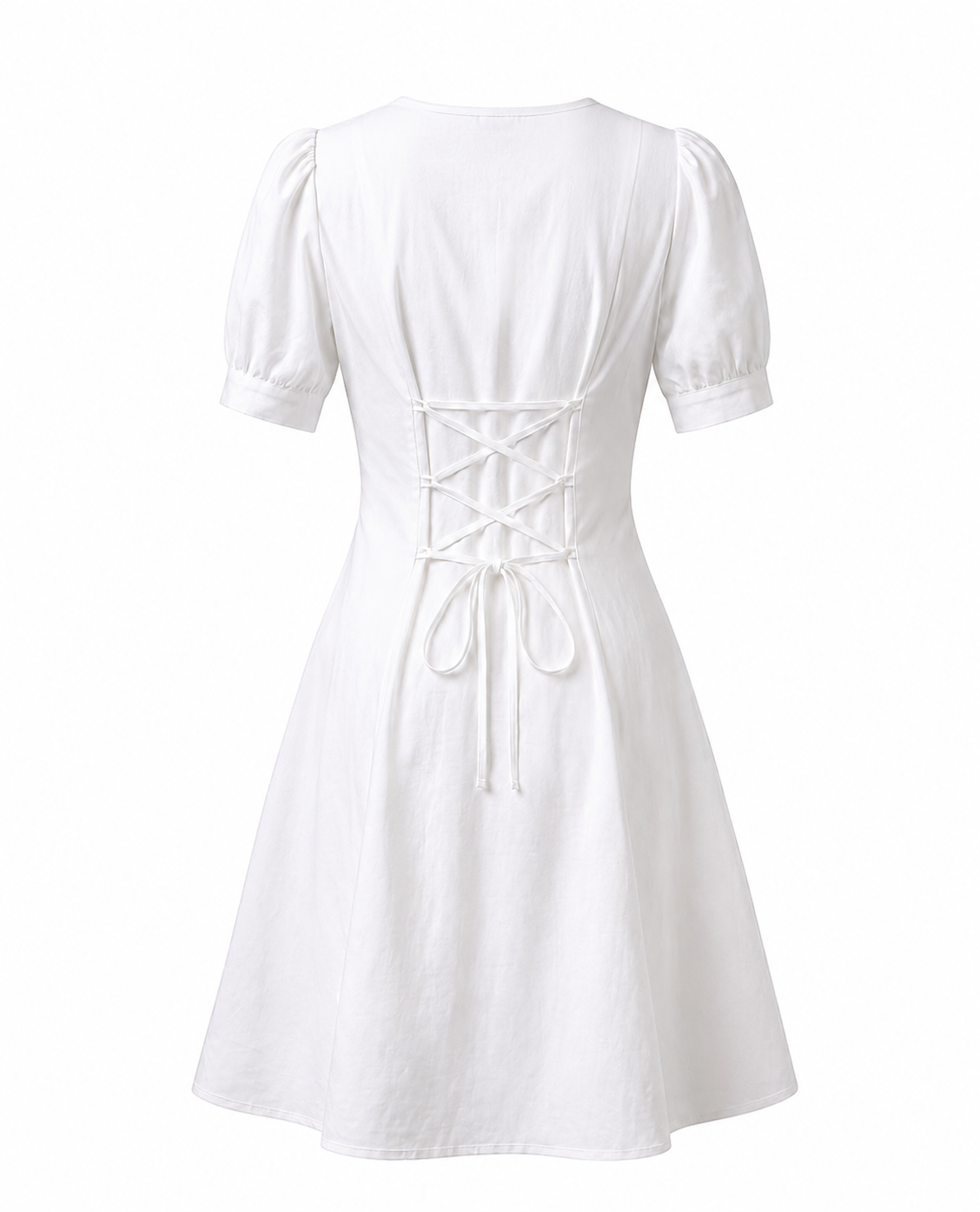 Puff Sleeve Linen Mini Dress