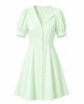 Puff Sleeve Linen Mini Dress