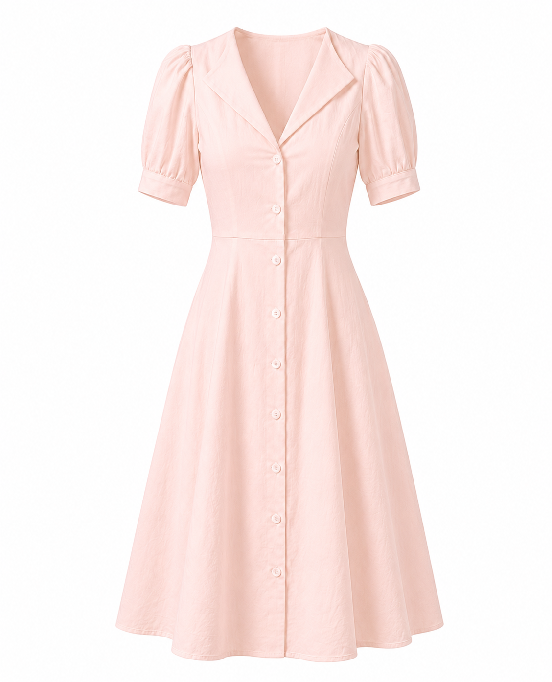 Puff Sleeve Dress - Midi Length