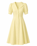 Puff Sleeve Dress - Midi Length
