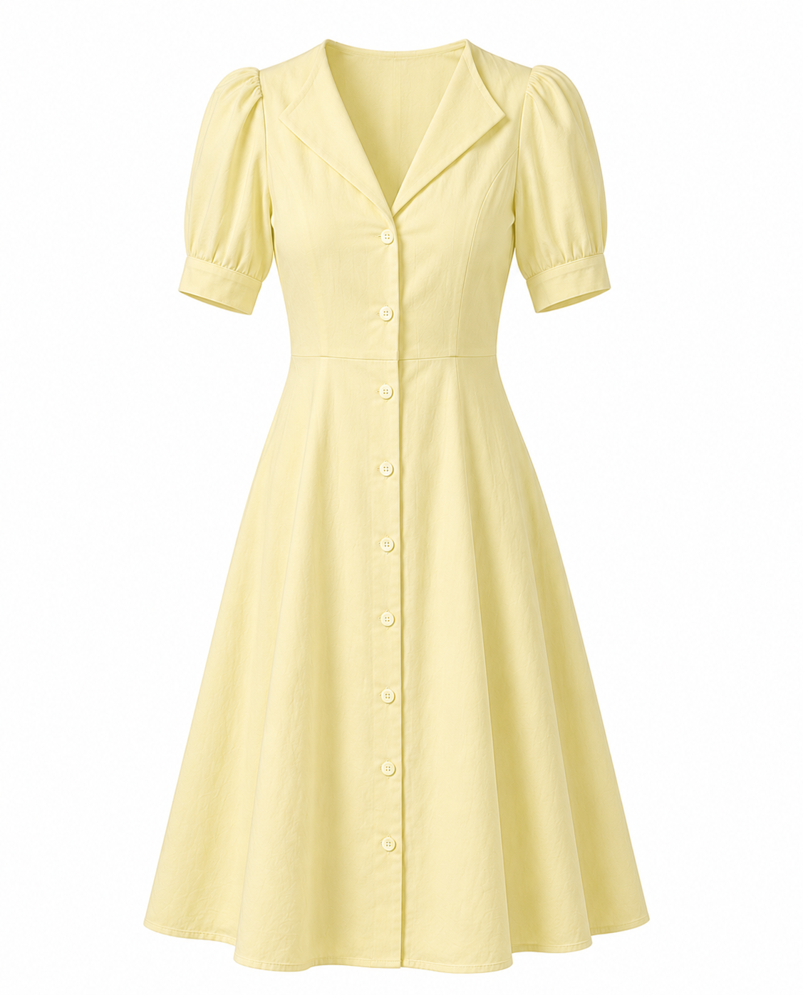 Puff Sleeve Dress - Midi Length