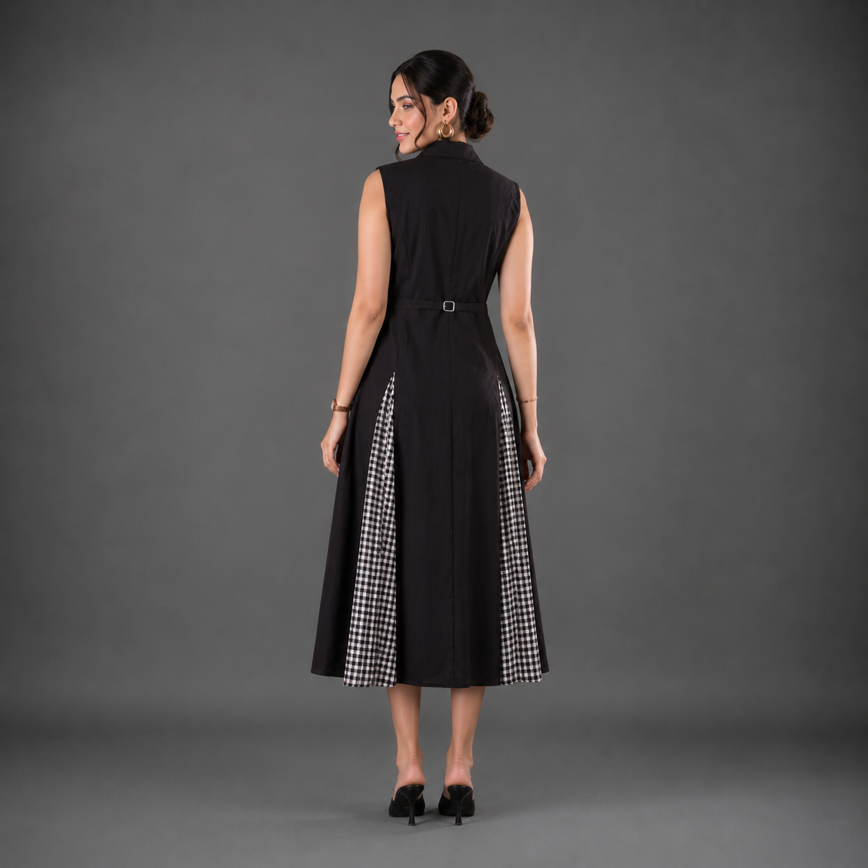 Checks Panel Shirt Dress