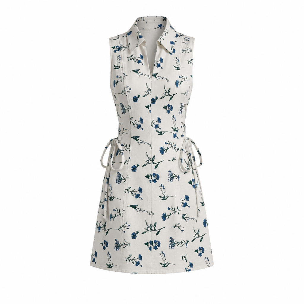 Floral tie-waist short dress