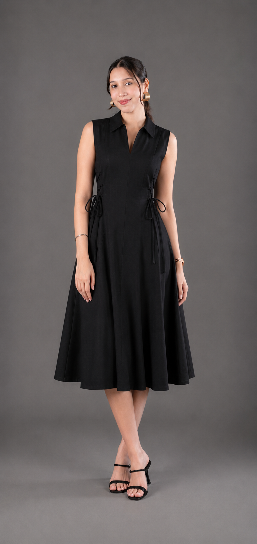 Cotton tie-waist dress