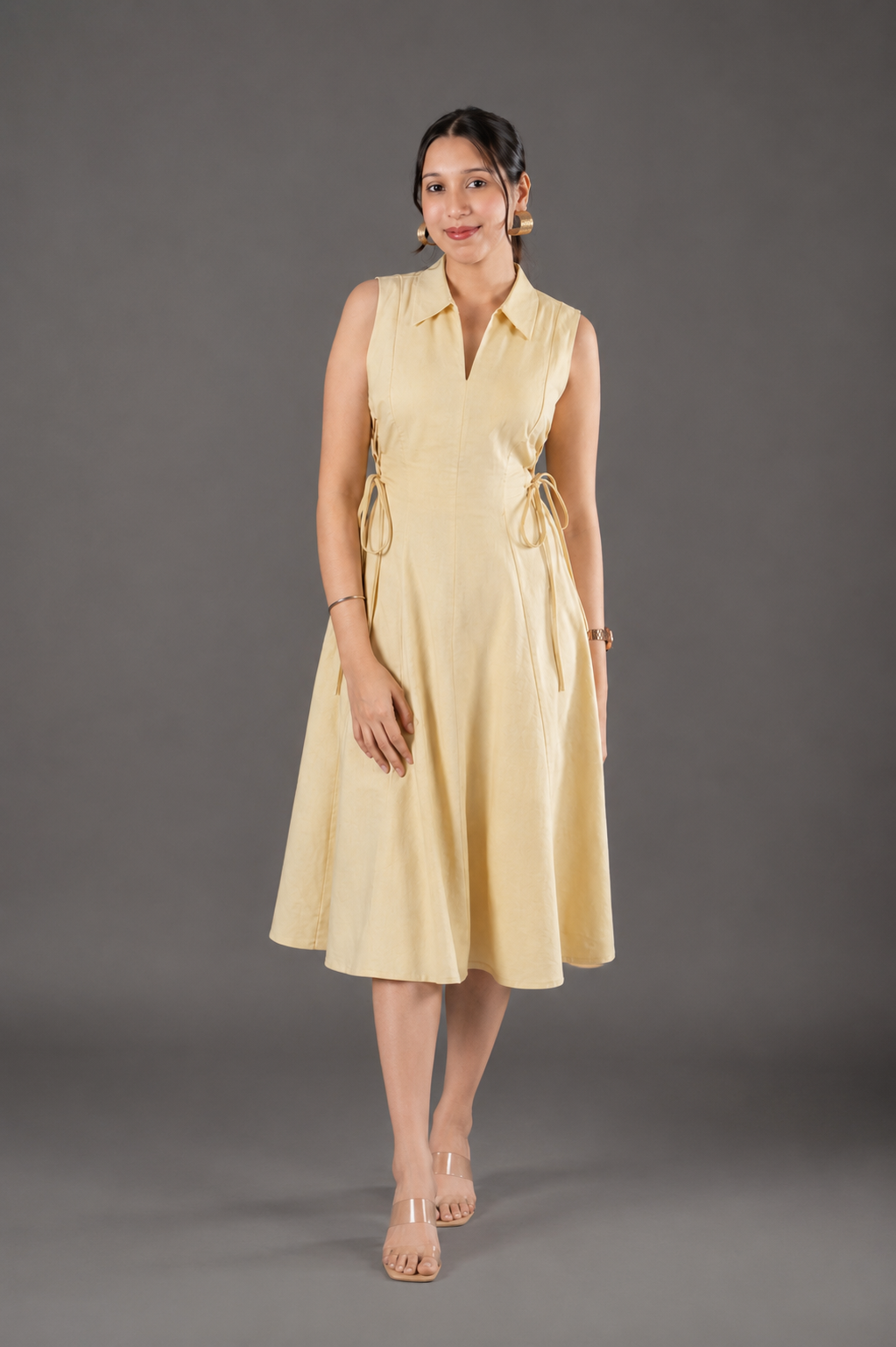 Cotton tie-waist dress