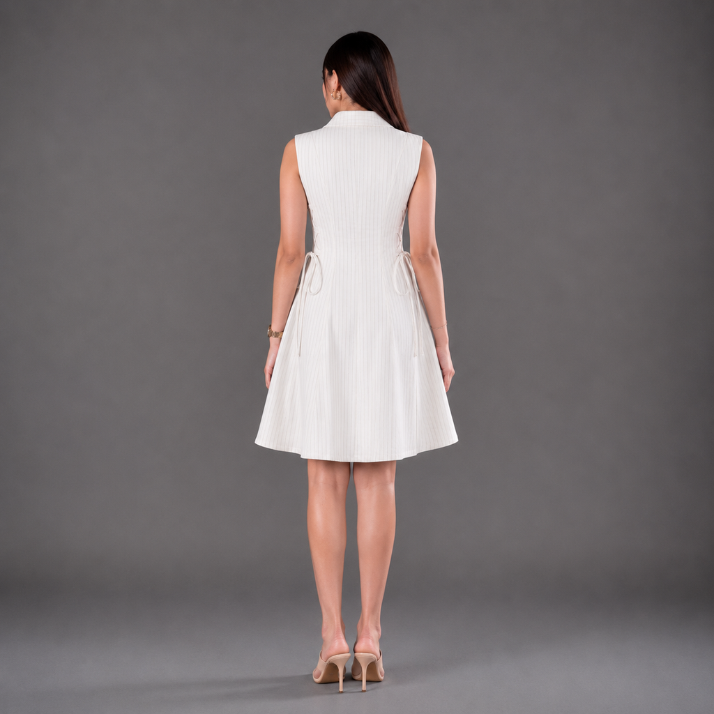 Stripe tie-waist short dress