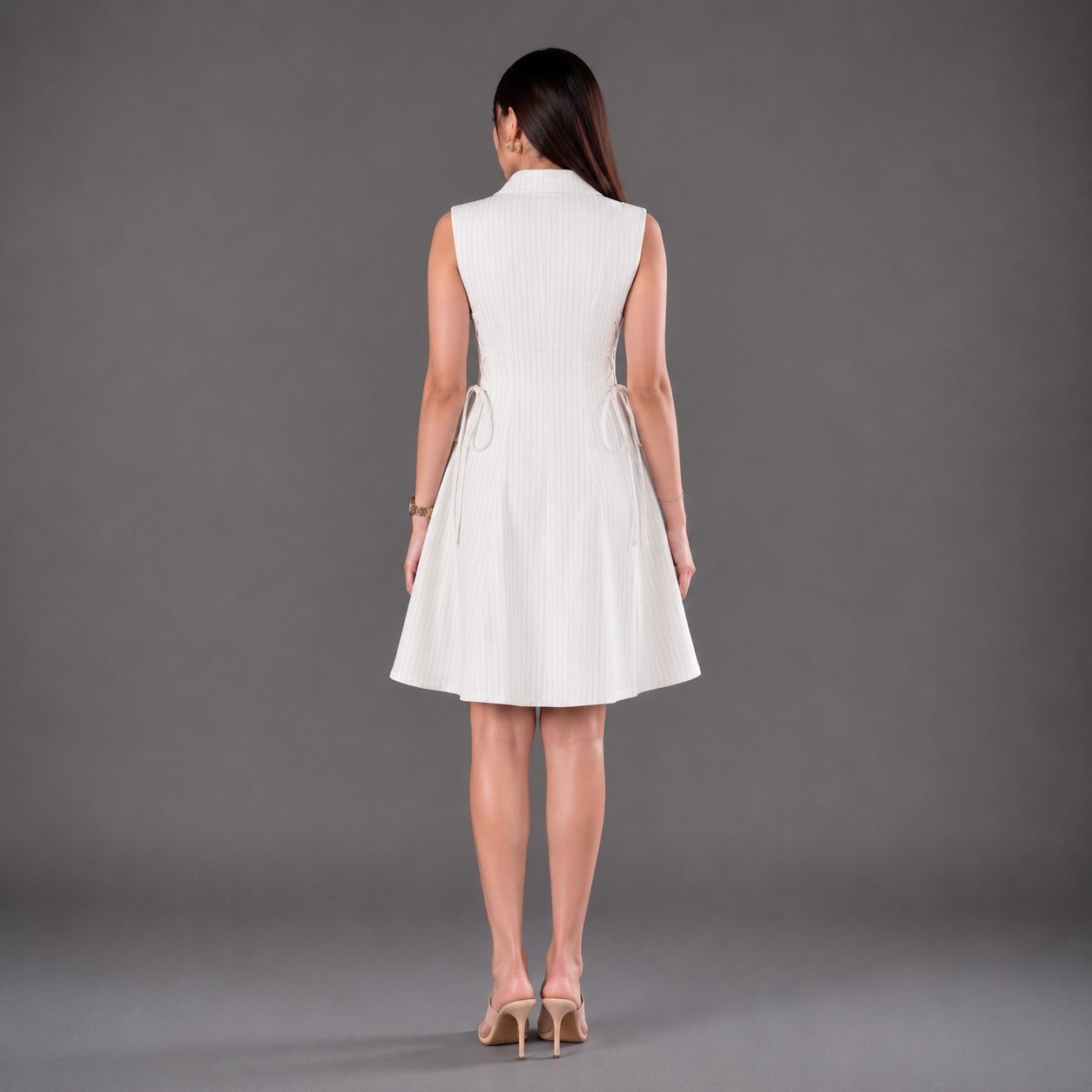 Stripe tie-waist short dress