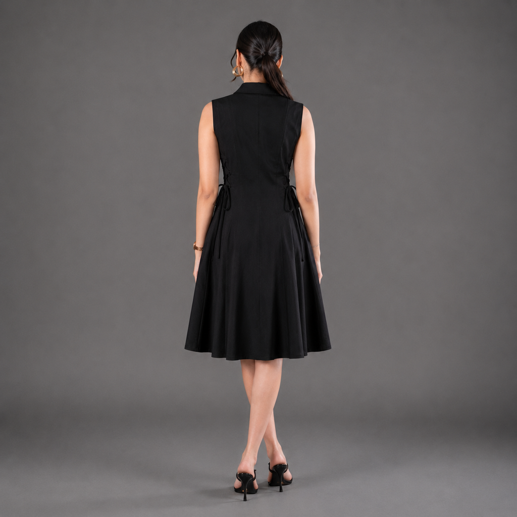 Cotton tie-waist short dress