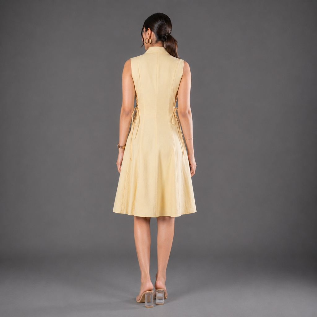 Cotton tie-waist short dress