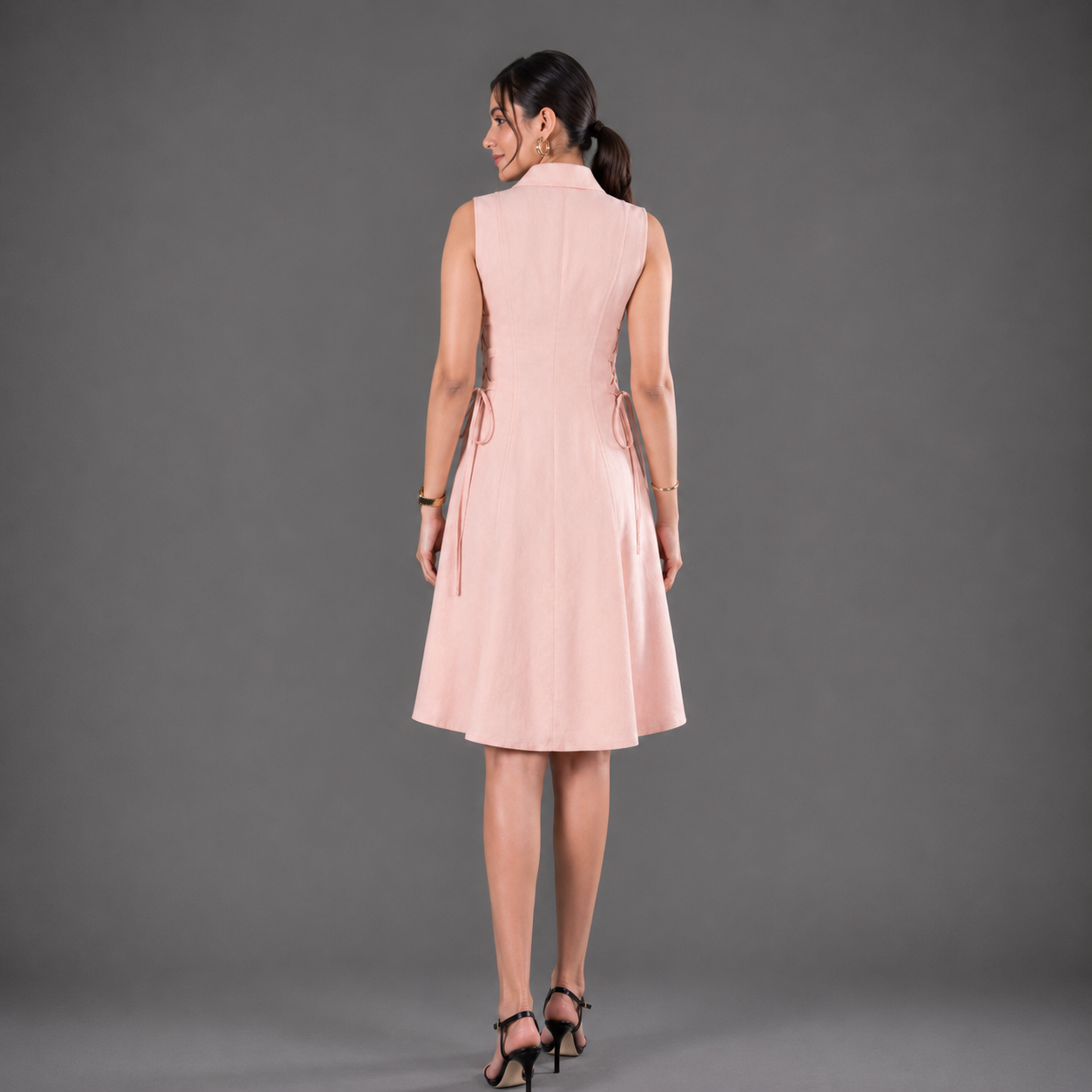 Cotton tie-waist short dress