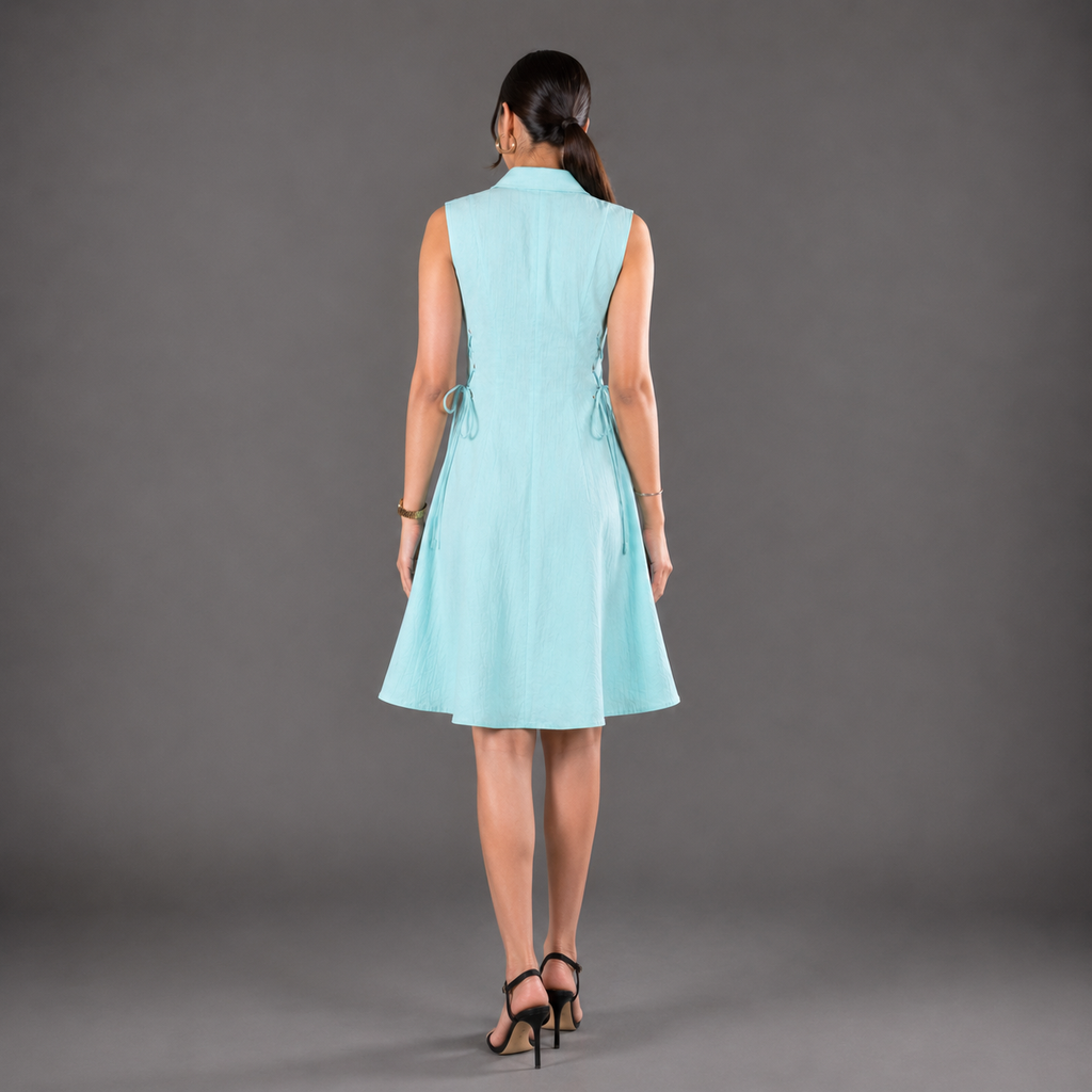 Aqua tie-waist short dress