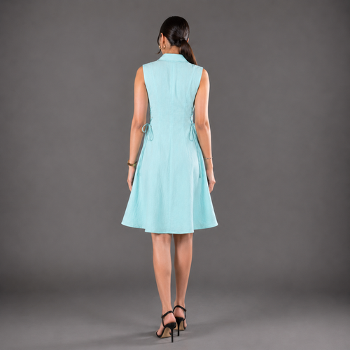 Aqua tie-waist short dress