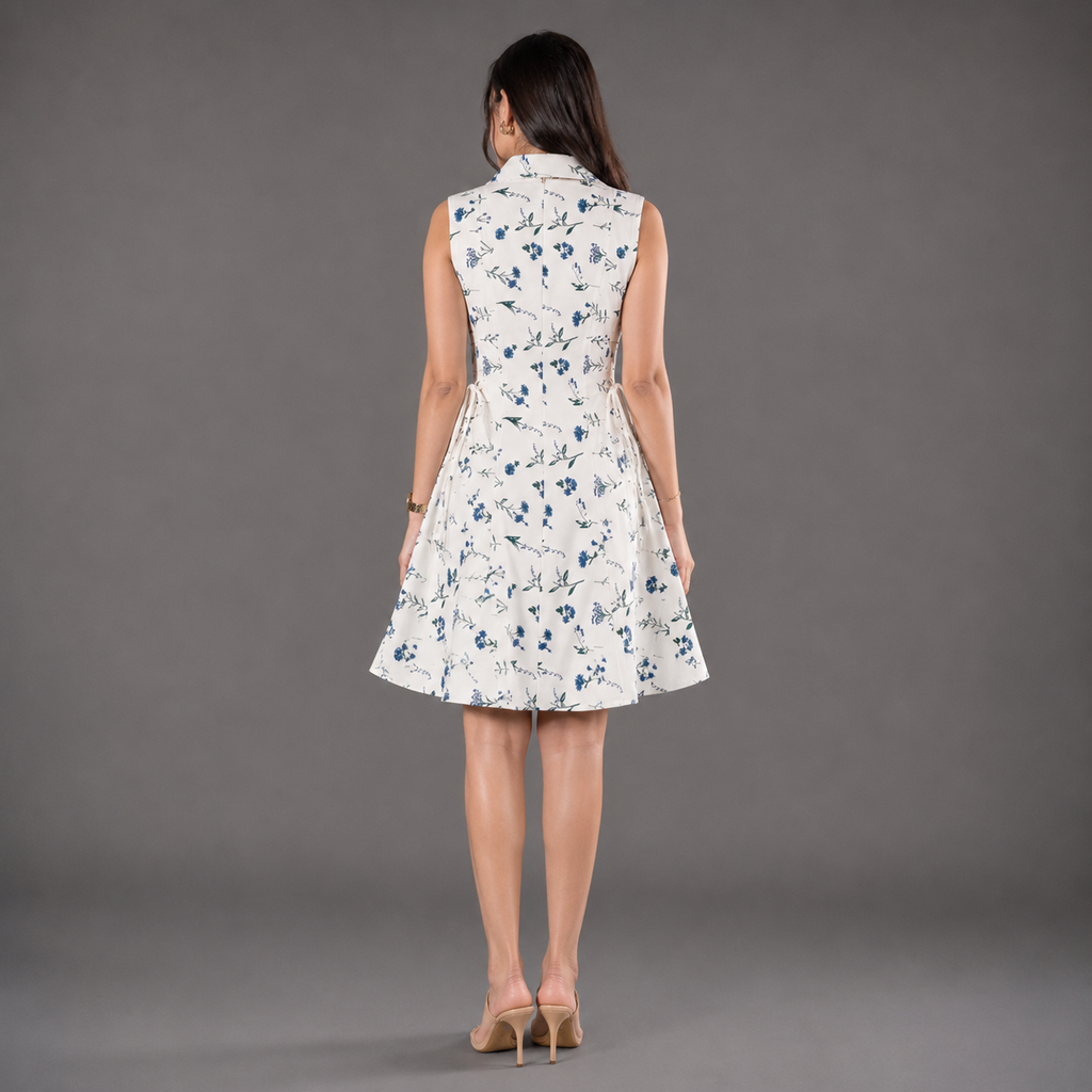 Floral tie-waist short dress