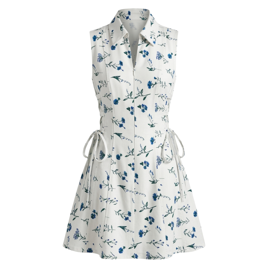 Floral tie-waist short dress