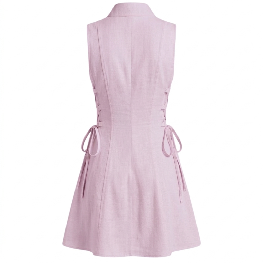 Cotton tie-waist short dress