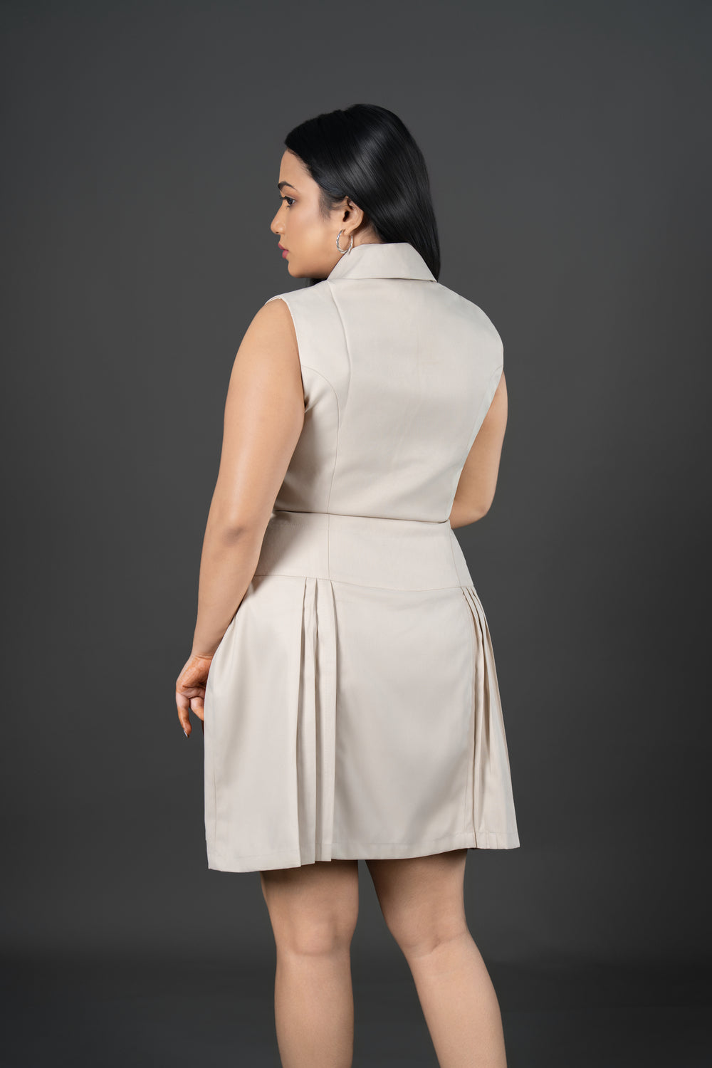 Women’s Beige Skirt Co-ord Set – Tailored Waistcoat & Mini Skirt Set