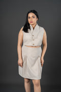 Women’s Beige Skirt Co-ord Set – Tailored Waistcoat & Mini Skirt Set