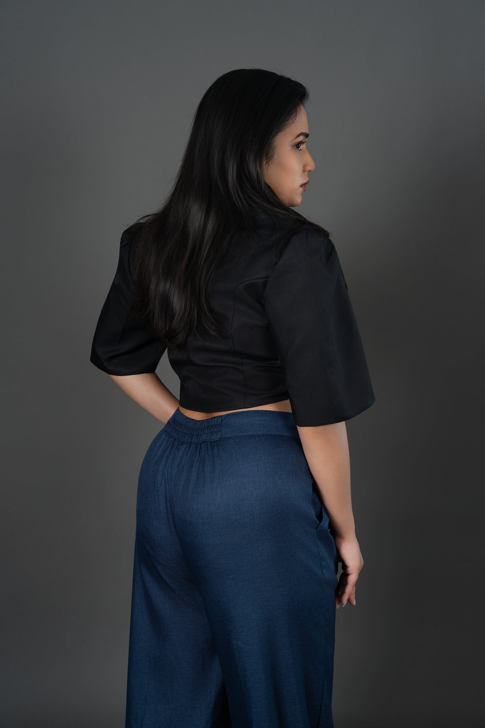 Women's Navy Blue Straight Leg Trousers