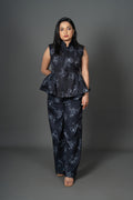 Women's Black Floral Print Straight Leg Trousers