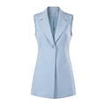 Women’s Blue Longline Waistcoat – Sleeveless Tailored Workwear Layer