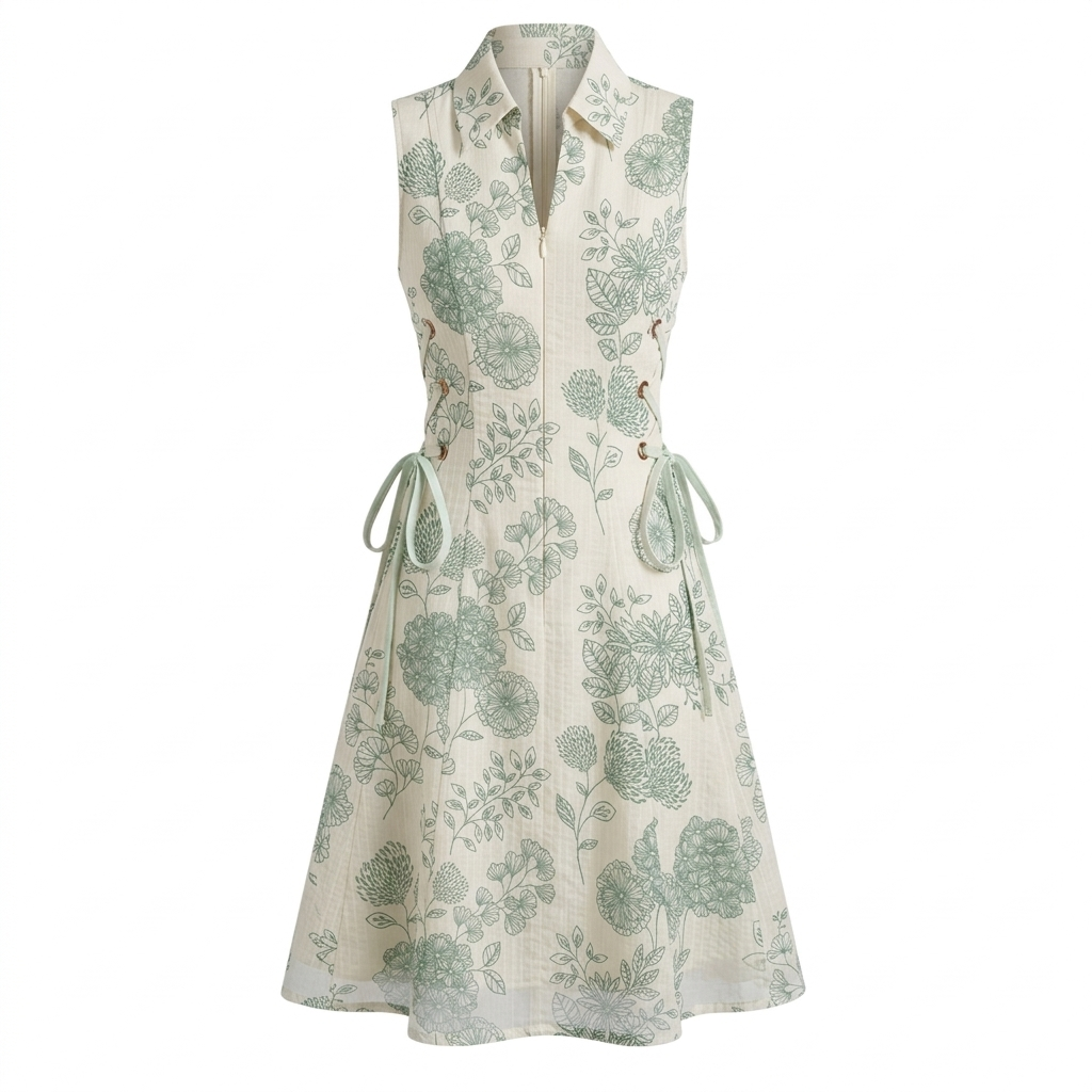 Floral tie-waist short dress