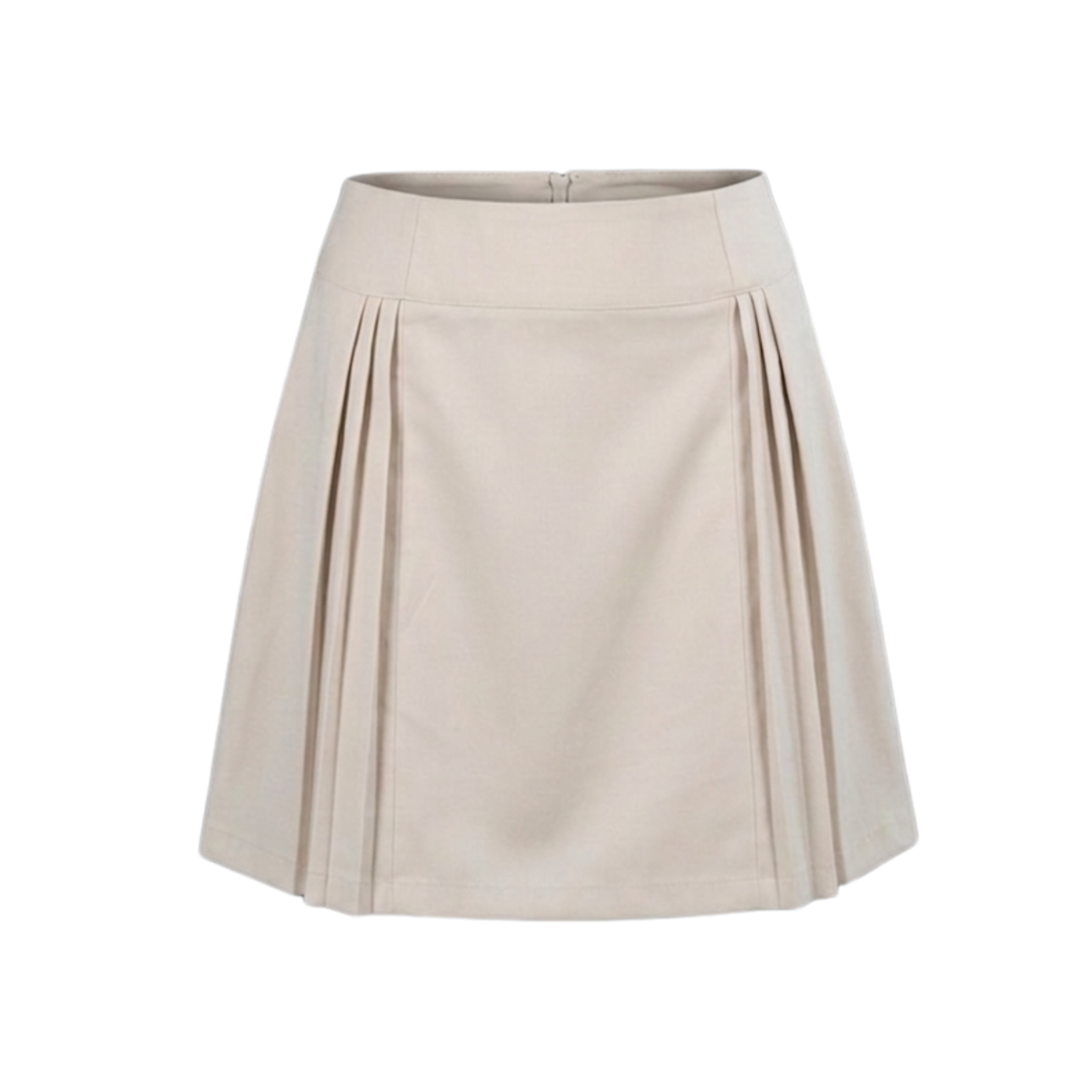 Women's Beige Pleated Mini Skirt