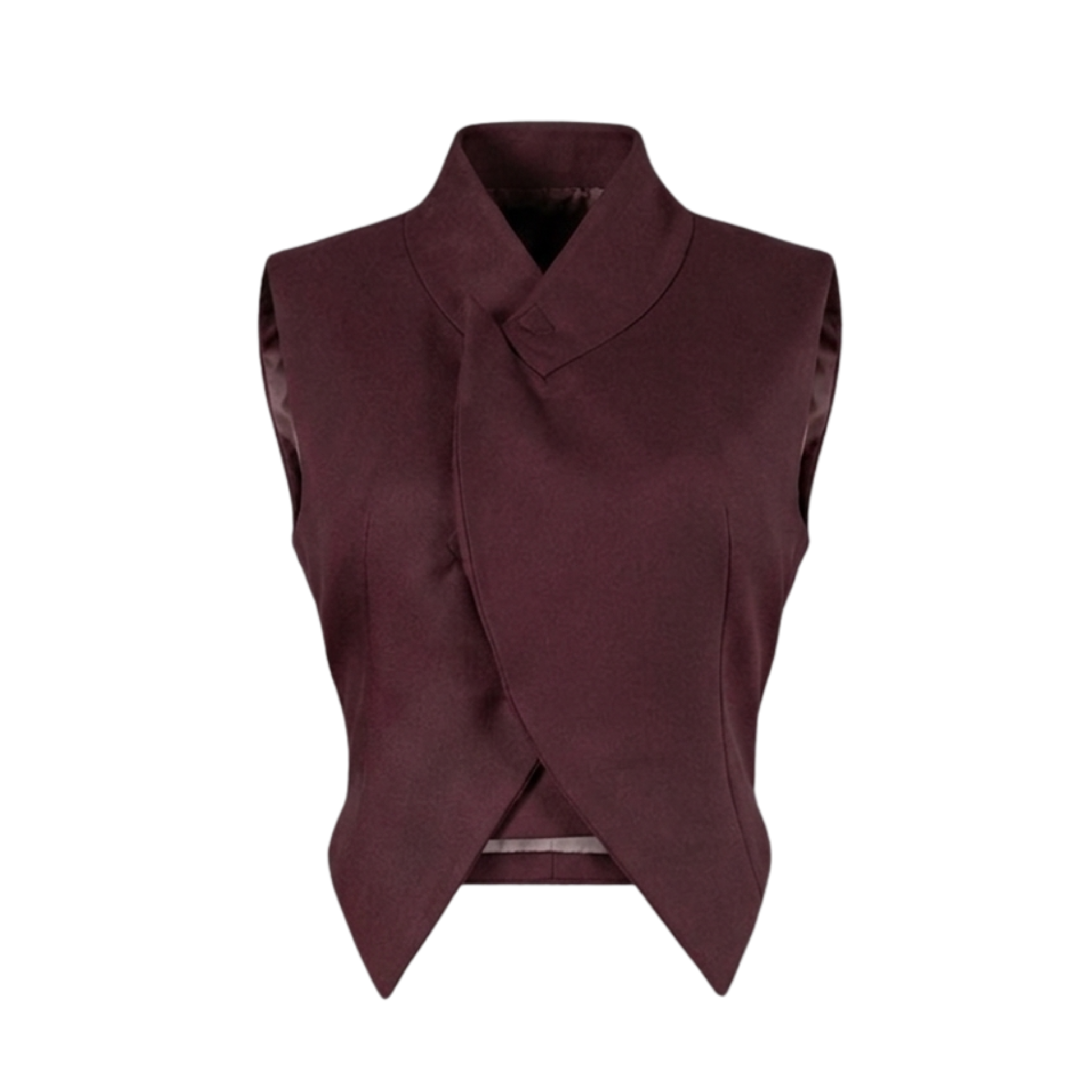 Women’s Maroon Structured Waistcoat – Sleeveless Tailored Workwear Top
