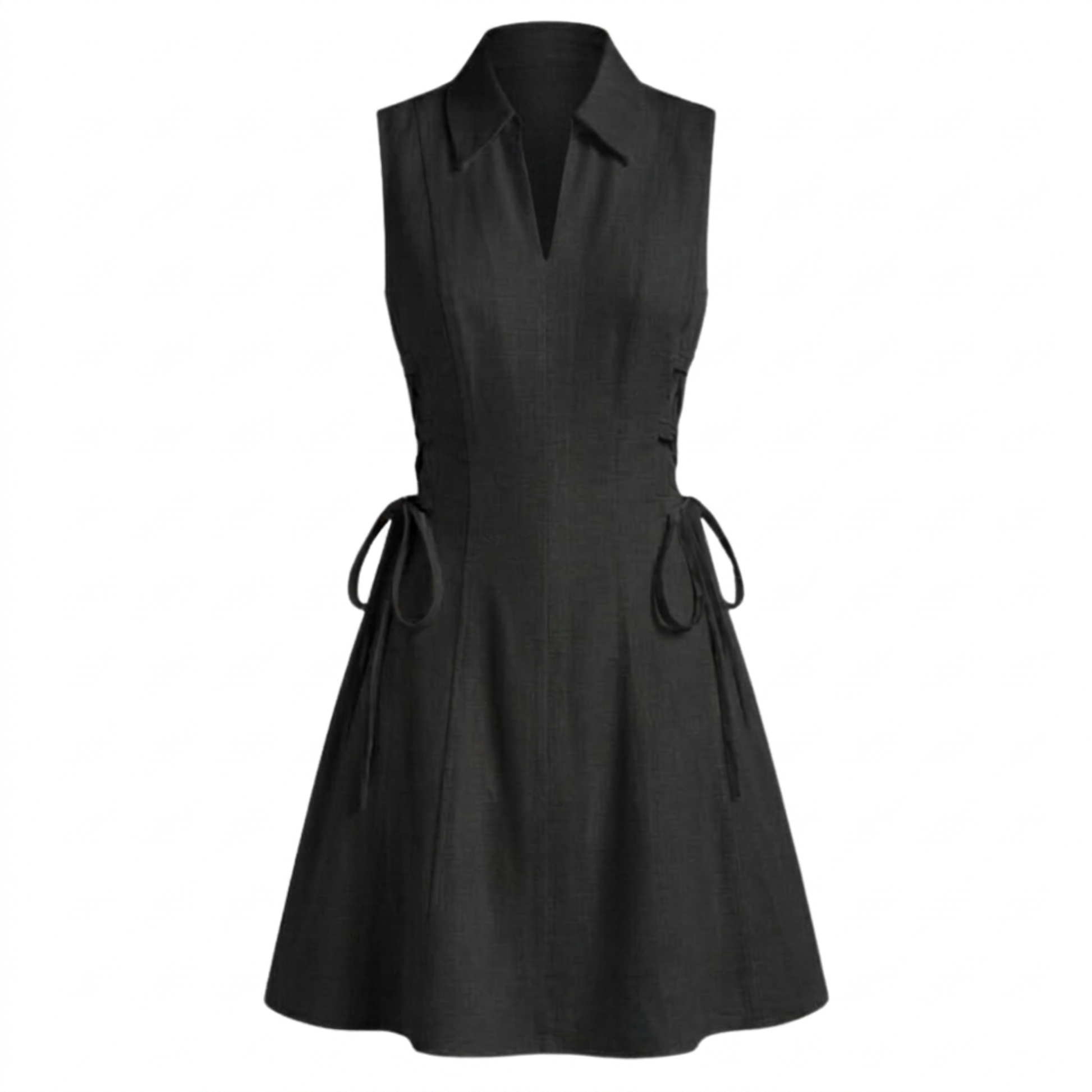 Cotton tie-waist short dress