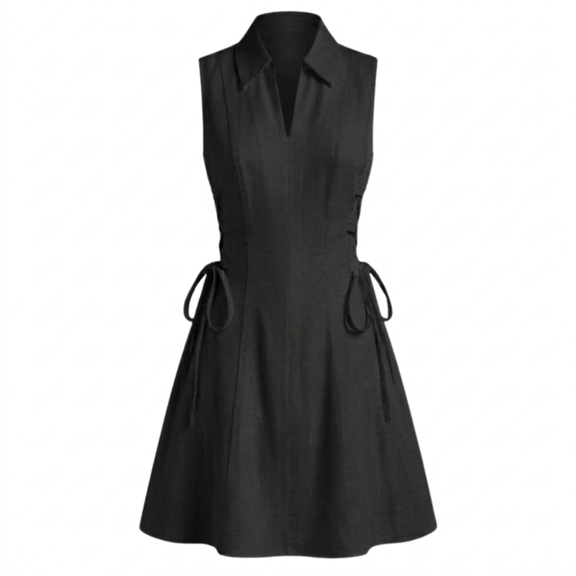 Cotton tie-waist short dress
