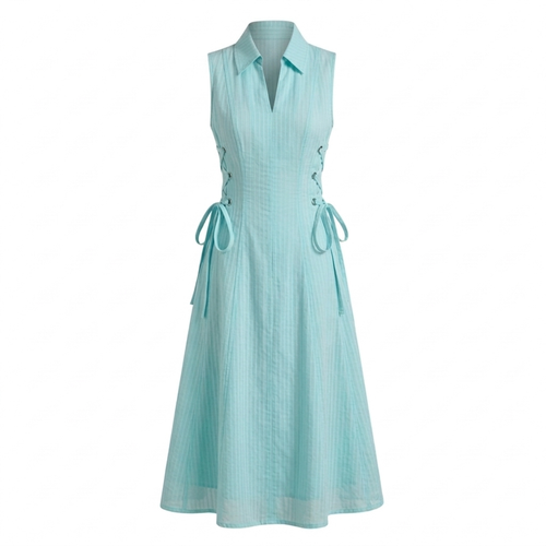 Aqua tie-waist dress