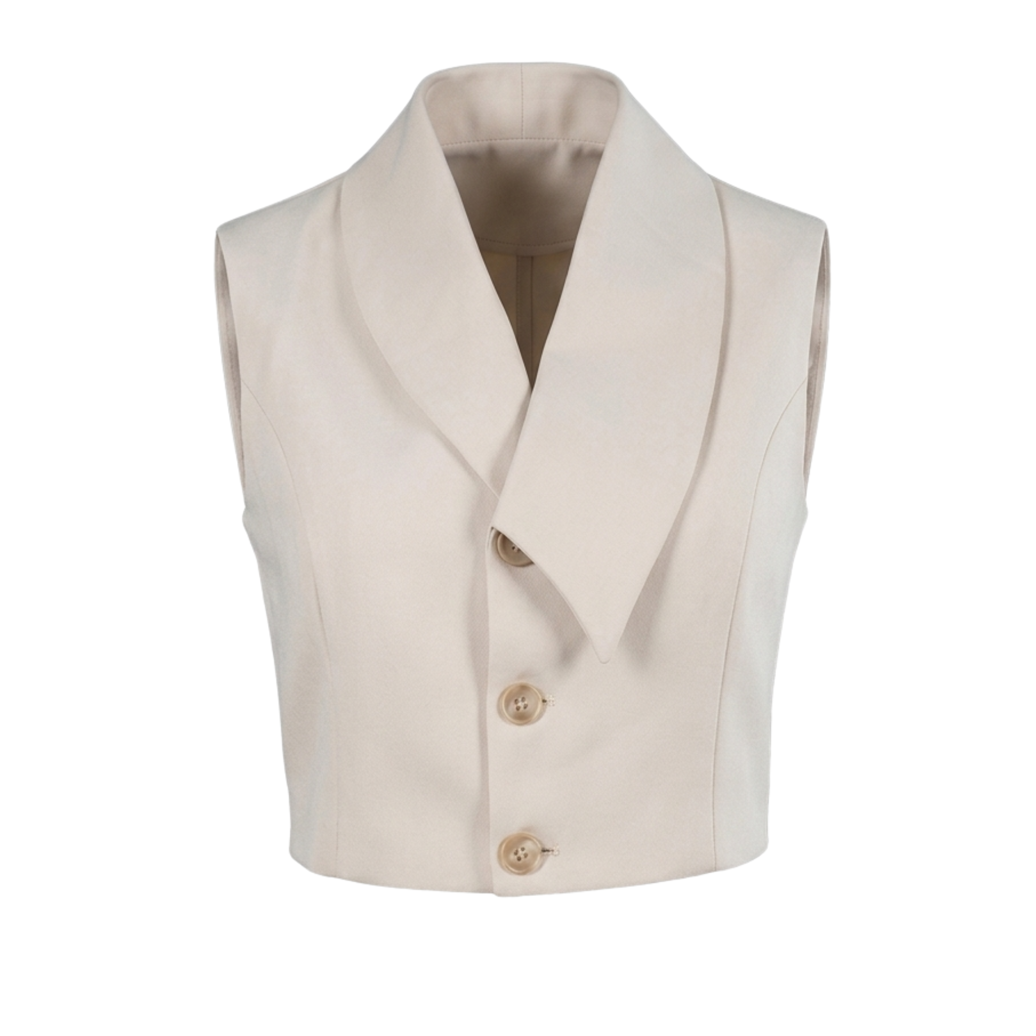 Women’s Beige Formal Waistcoat Top – Tailored Sleeveless Workwear Vest