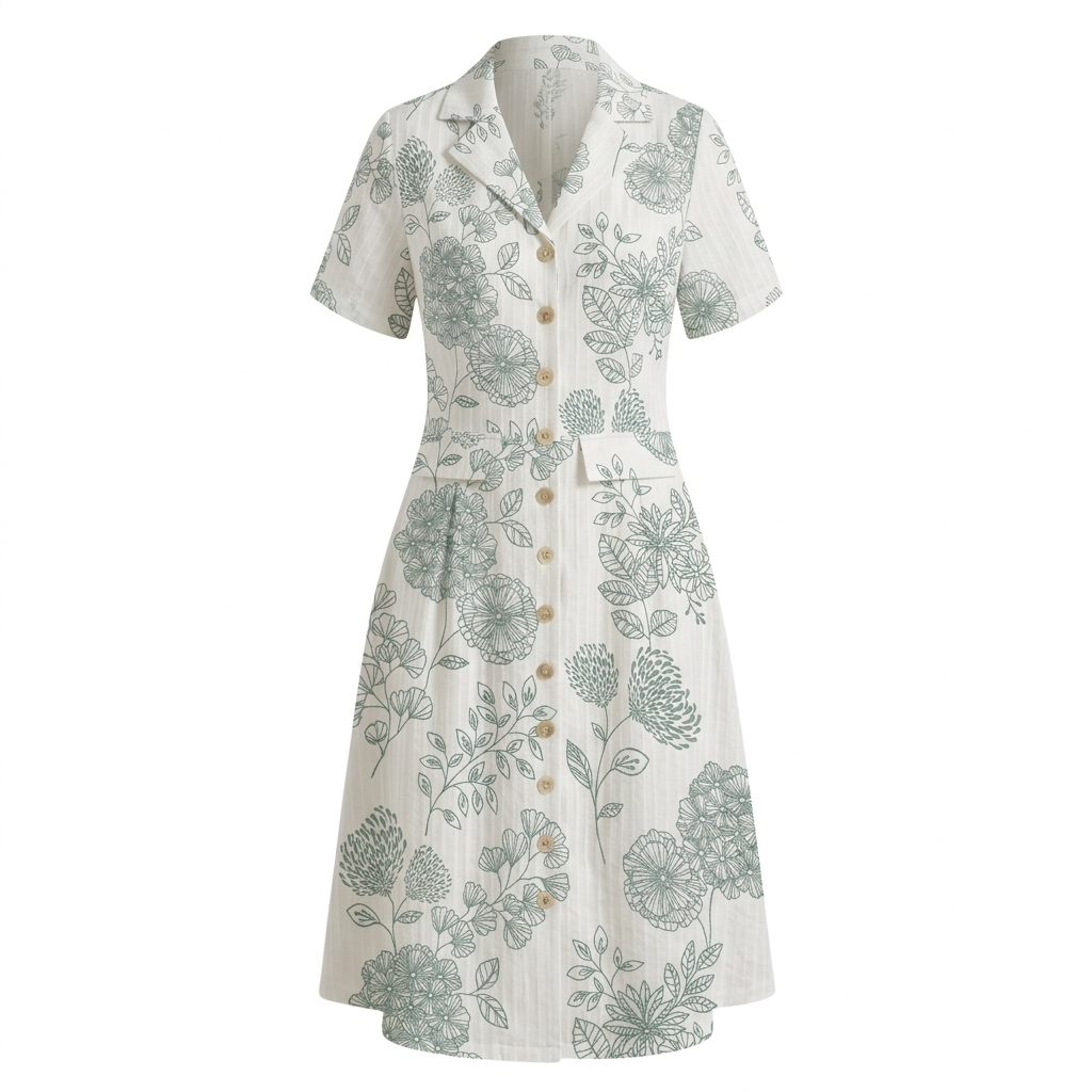 Floral notch collar dress