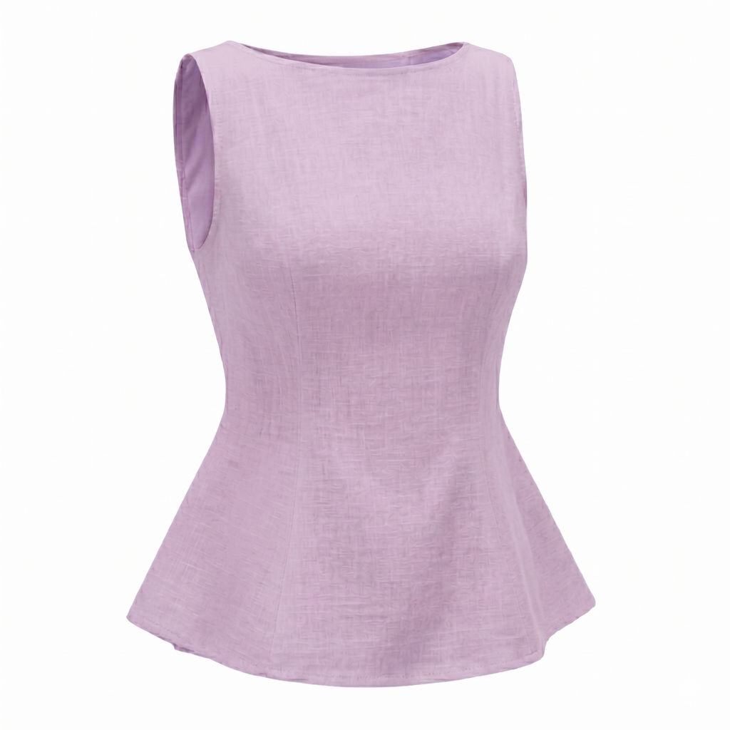 Women’s Sleeveless Bow Back Peplum Top-Cotton