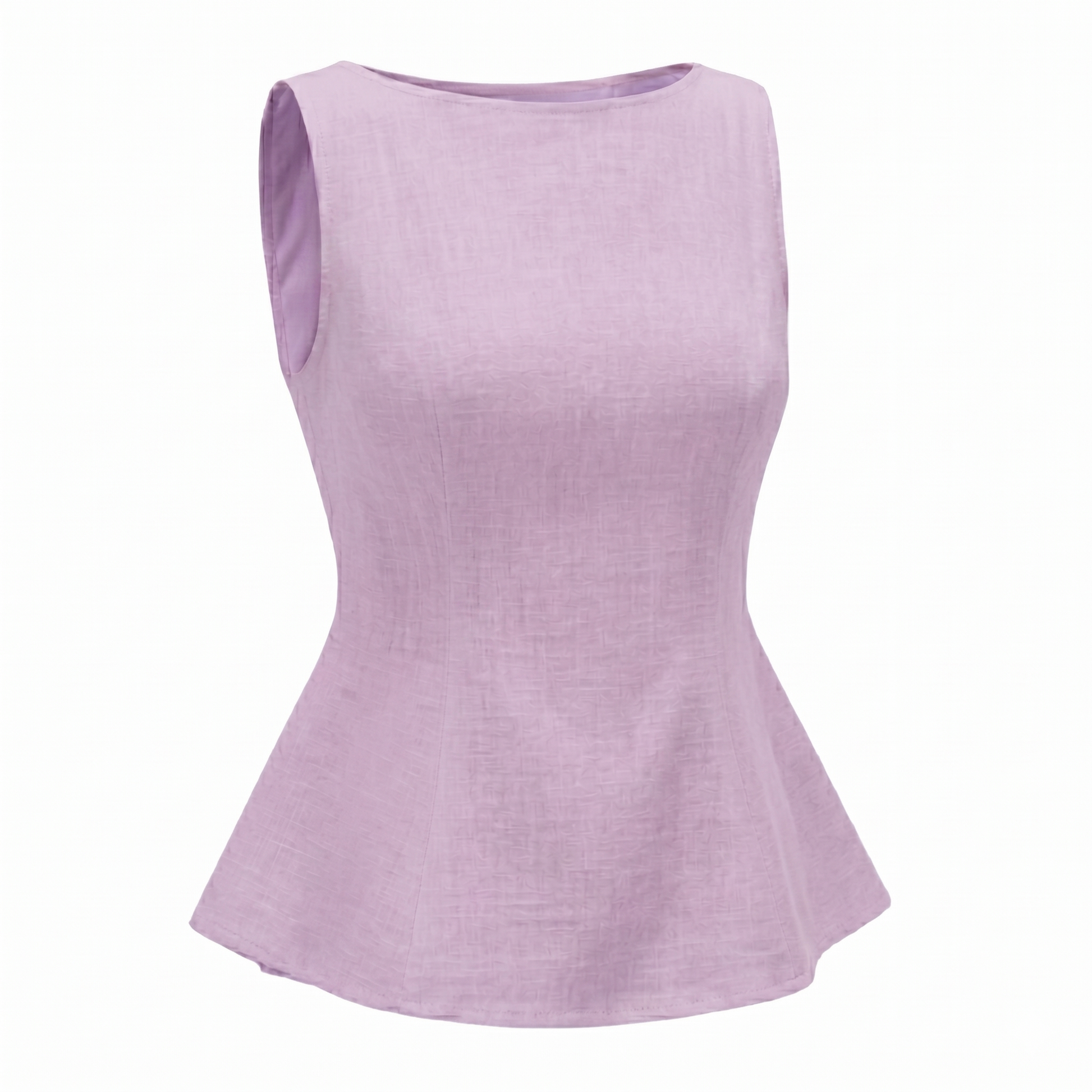 Women’s Sleeveless Bow Back Peplum Top-Cotton