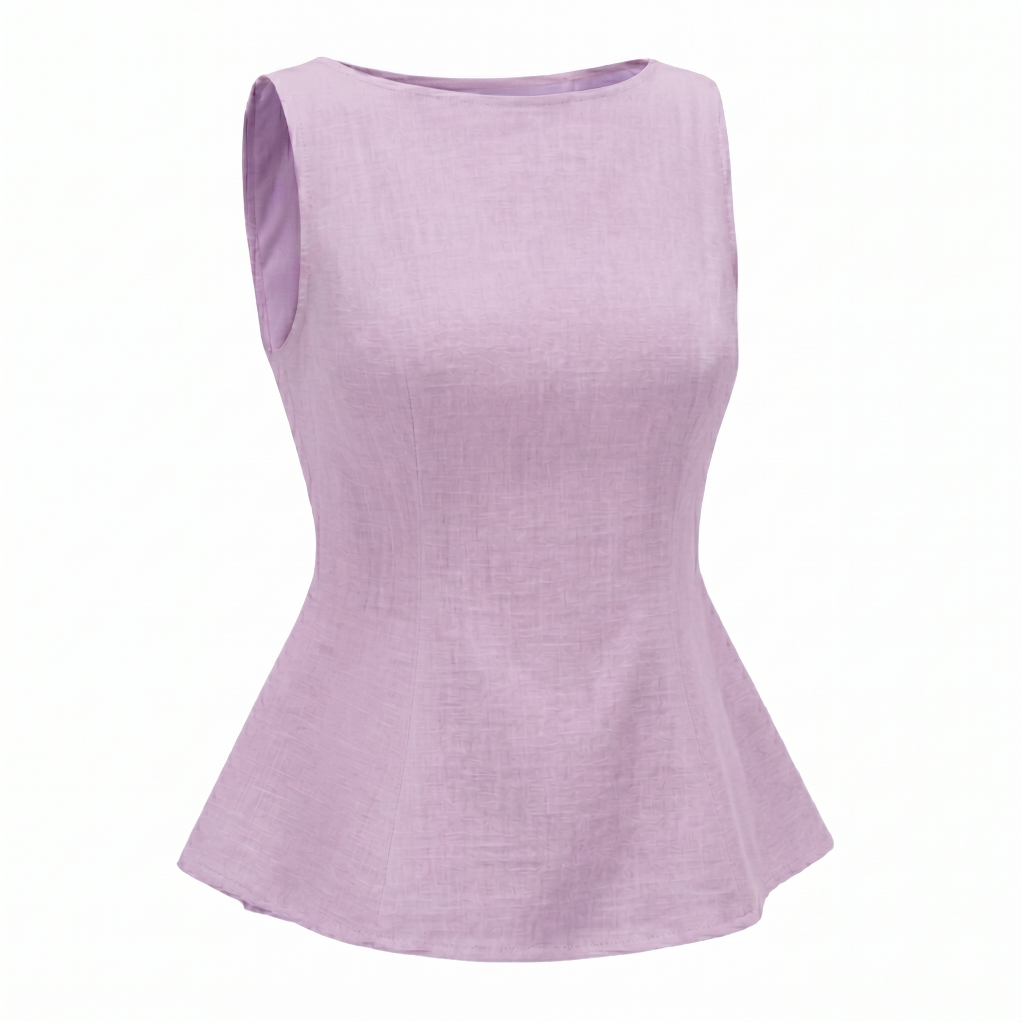 Women’s Sleeveless Bow Back Peplum Top-Cotton
