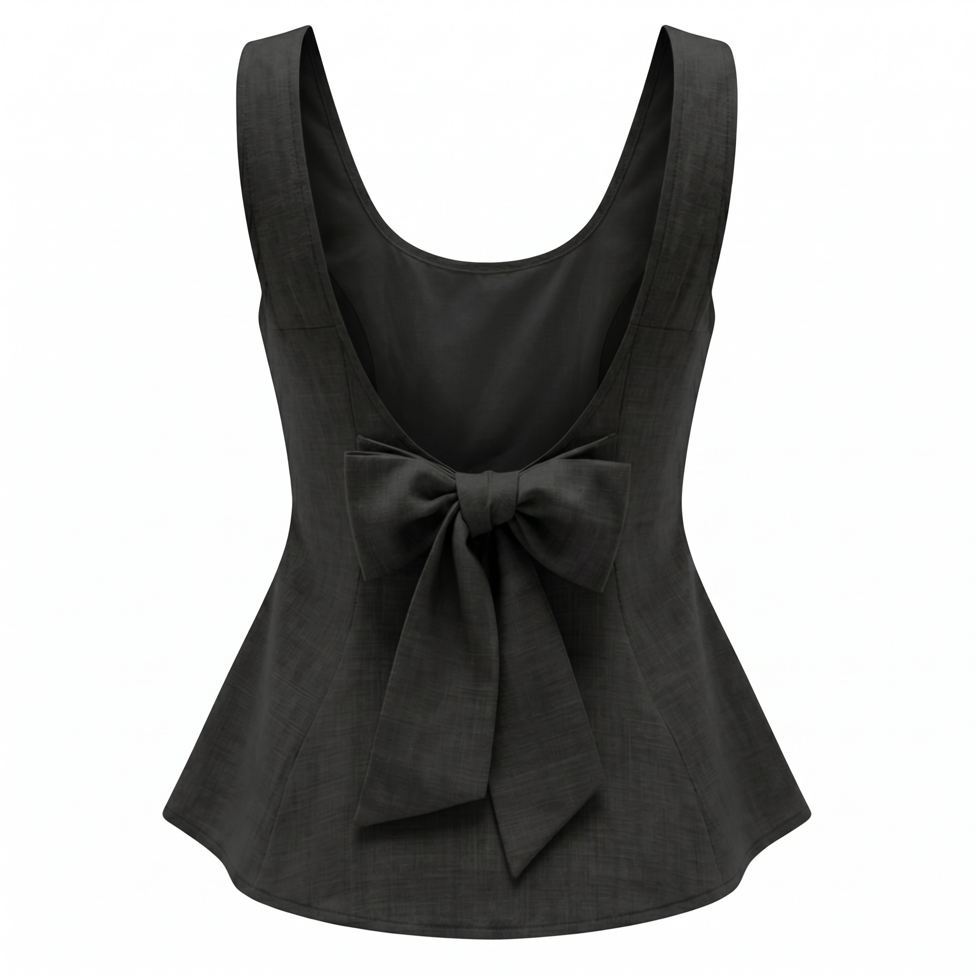 Women’s Sleeveless Bow Back Peplum Top-Cotton