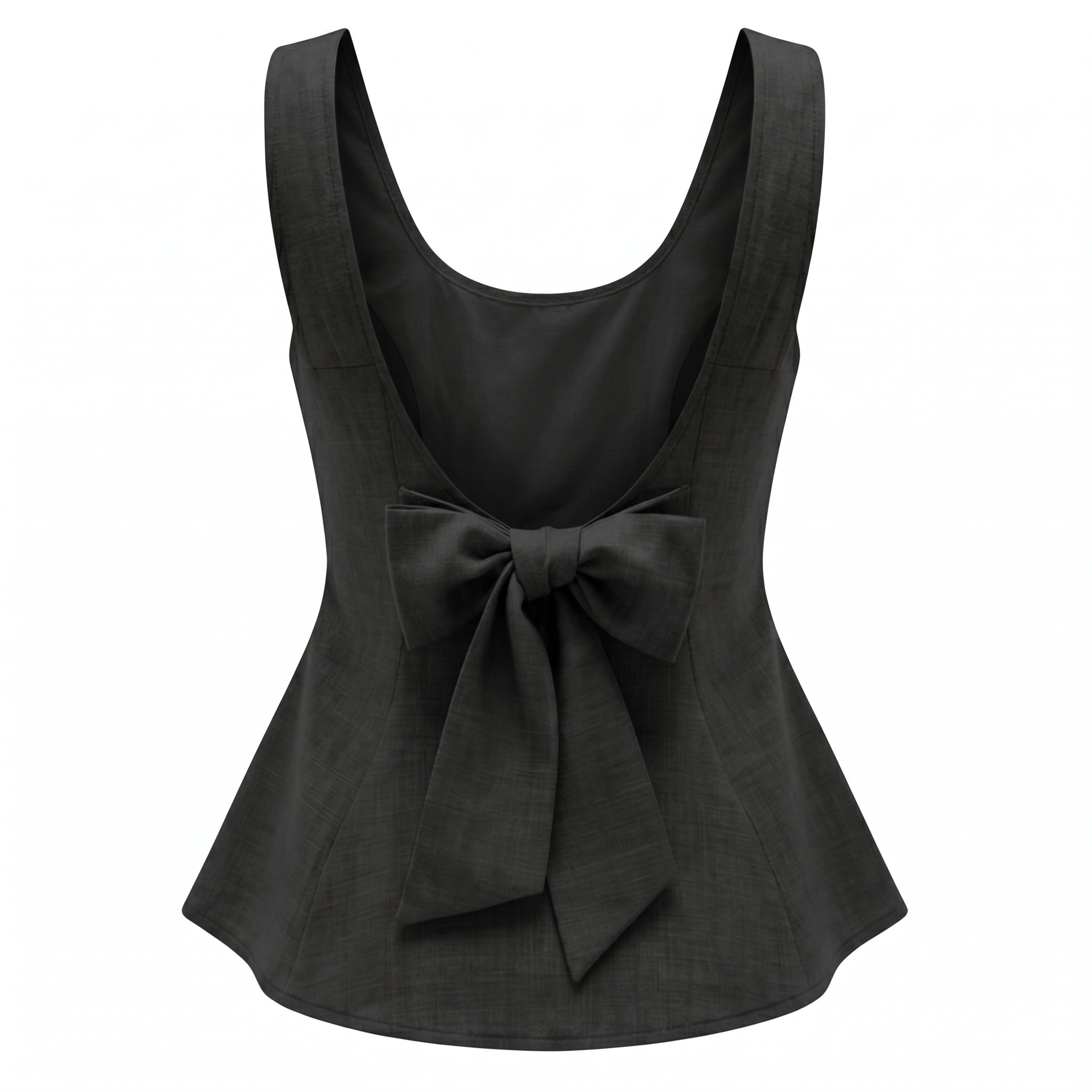 Women’s Sleeveless Bow Back Peplum Top-Cotton