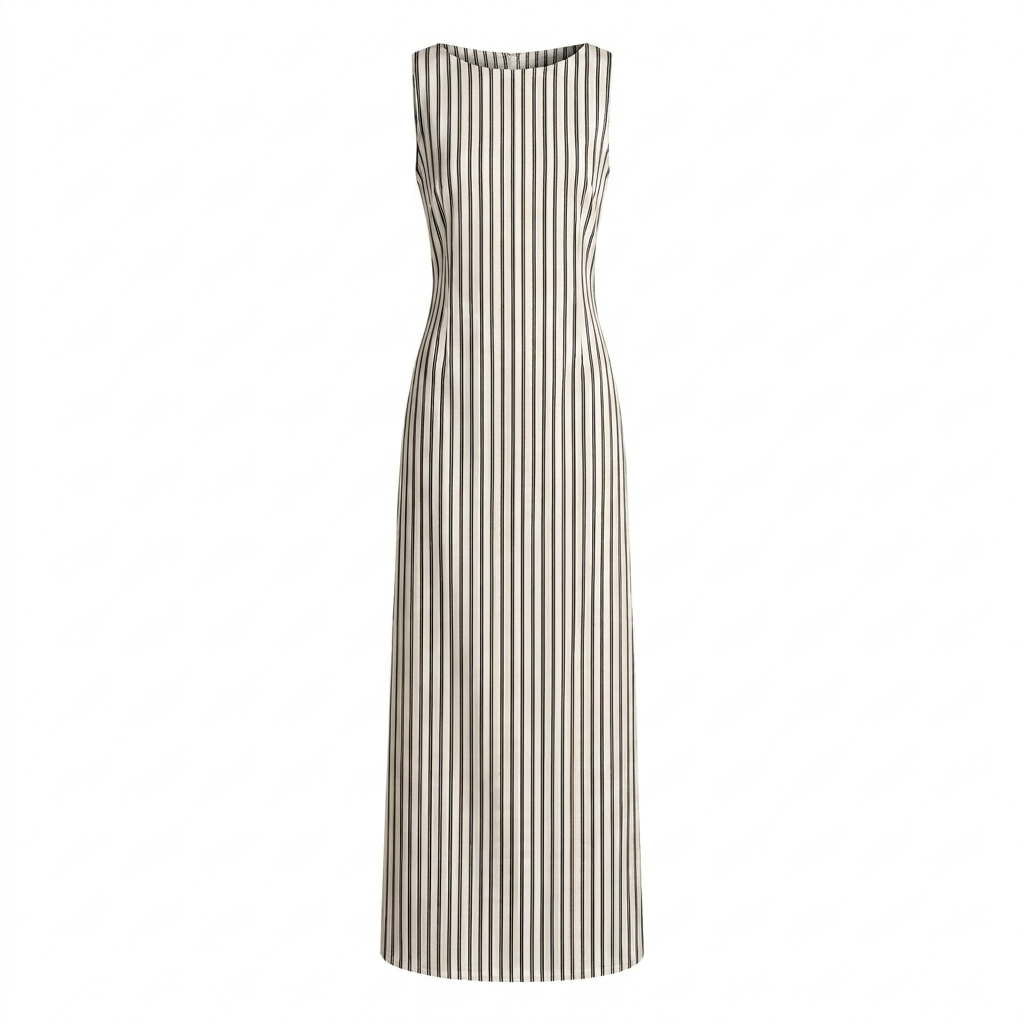 Beige Stripe Tie Back Dress
